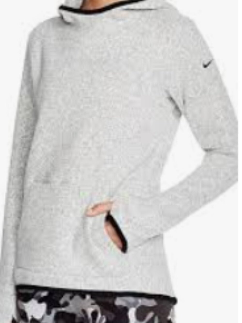 NIKE Therma-Fit Pullover Fleece Hoodie Heathered Gray Women's Size XL (EUC)
